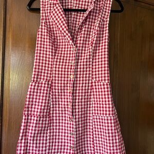 Red and White Gingham Sleeveless mini Dress